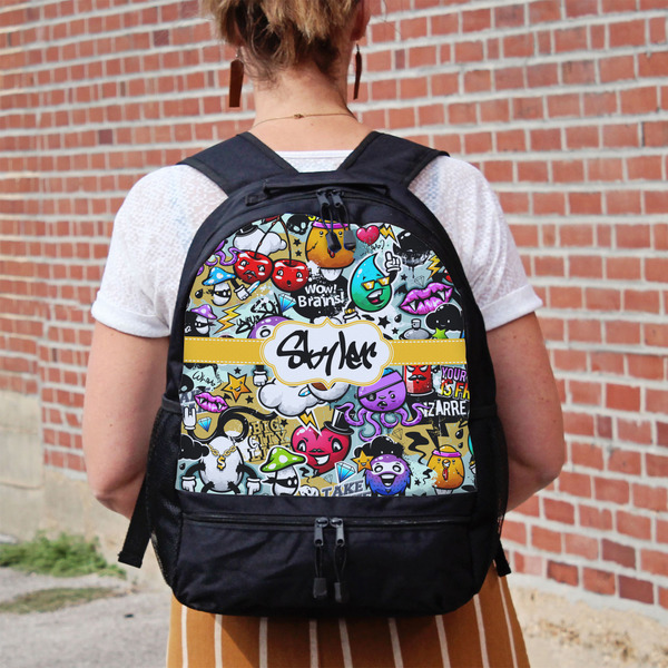 Graffiti Large Backpack - Black - On Back