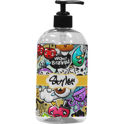Graffiti Plastic Soap / Lotion Dispenser (16 oz - Large - Black) (Personalized)