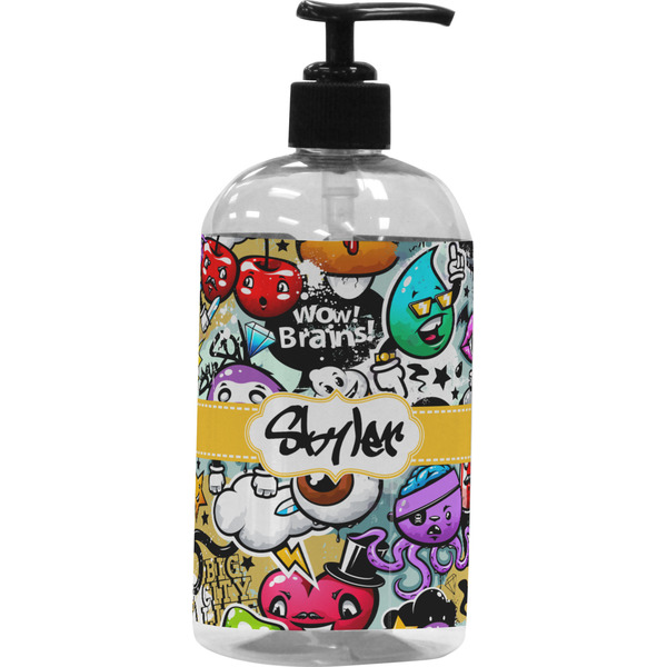 Custom Graffiti Plastic Soap / Lotion Dispenser (16 oz - Large - Black) (Personalized)
