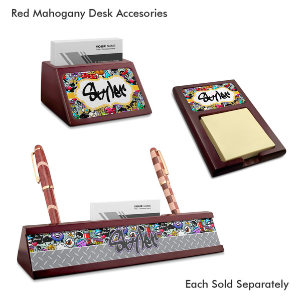 Graffiti Mahogany Desk Accessories