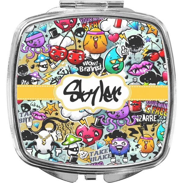 Custom Graffiti Compact Makeup Mirror (Personalized)
