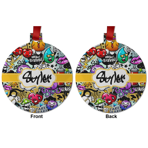 Graffiti Metal Ball Ornament - Front and Back