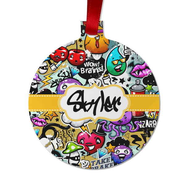 Custom Graffiti Metal Ball Ornament - Double Sided w/ Name or Text