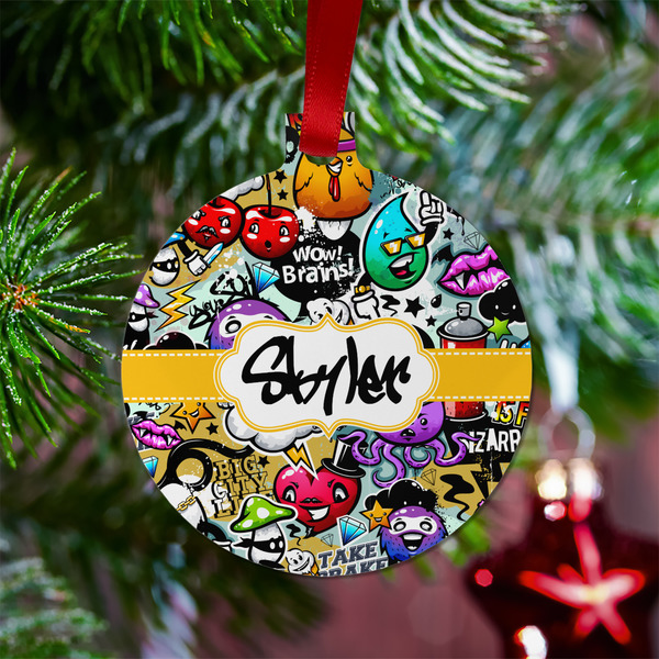 Graffiti Metal Ball Ornament - Lifestyle