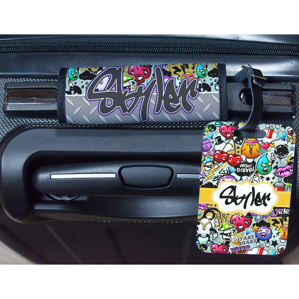 Graffiti Metal Luggage Tag & Handle Wrap - In Context