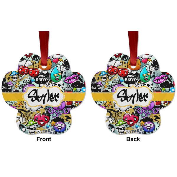 Graffiti Metal Paw Ornament - Front and Back
