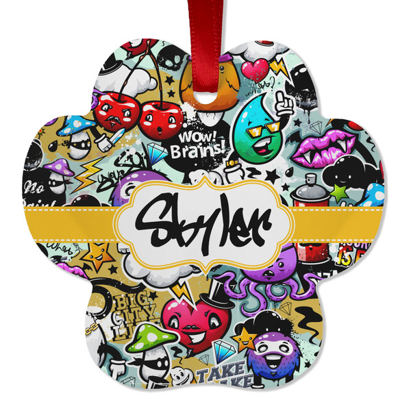 Graffiti Metal Paw Ornament - Front