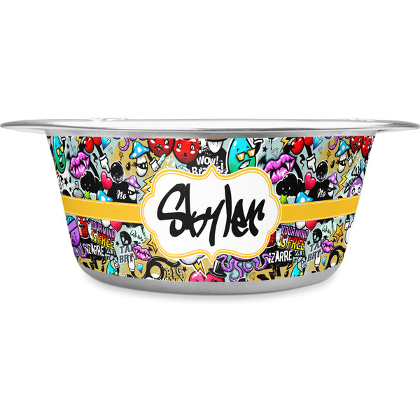 Custom Graffiti Stainless Steel Dog Bowl - Large (Personalized)
