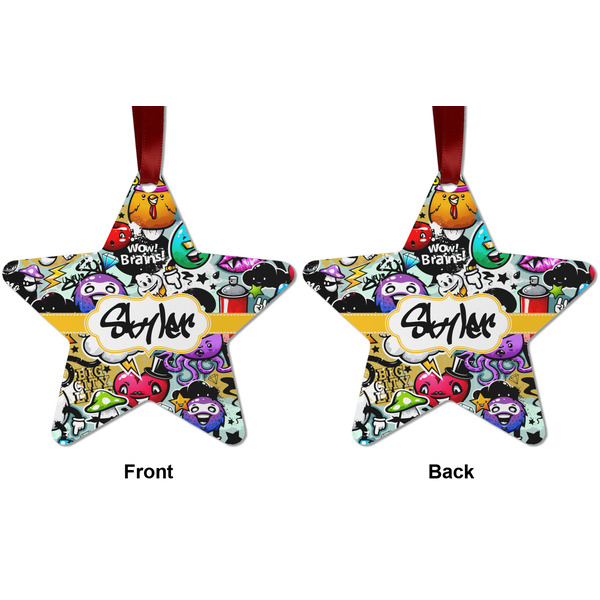 Graffiti Metal Star Ornament - Front and Back