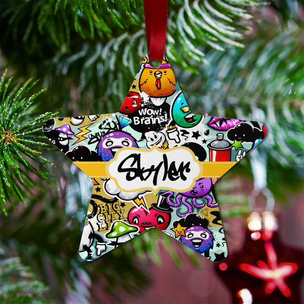 Graffiti Metal Star Ornament - Lifestyle