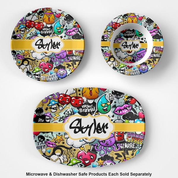 Graffiti Microwave & Dishwasher Safe CP Plastic Dishware - Group