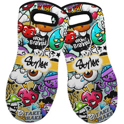 Graffiti Neoprene Oven Mitts - Set of 2 w/ Name or Text
