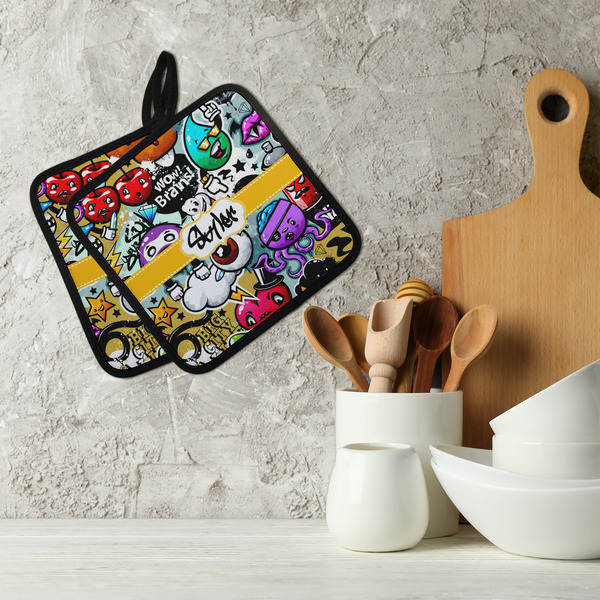 Graffiti Neoprene Pot Holder - Set of 2  LIFESTYLE