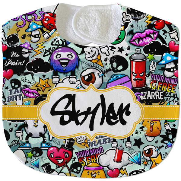 Graffiti New Baby Bib - Closed and Folded