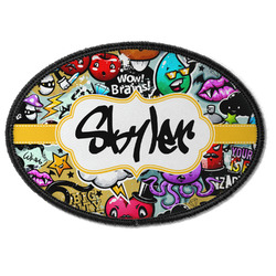 Graffiti Iron On Oval Patch w/ Name or Text