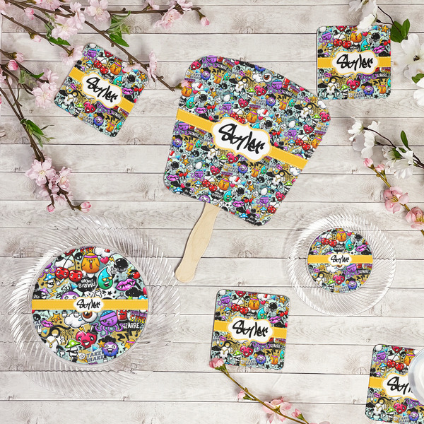 Graffiti Party Supplies Combination Image - All items - Plates, Coasters, Fans