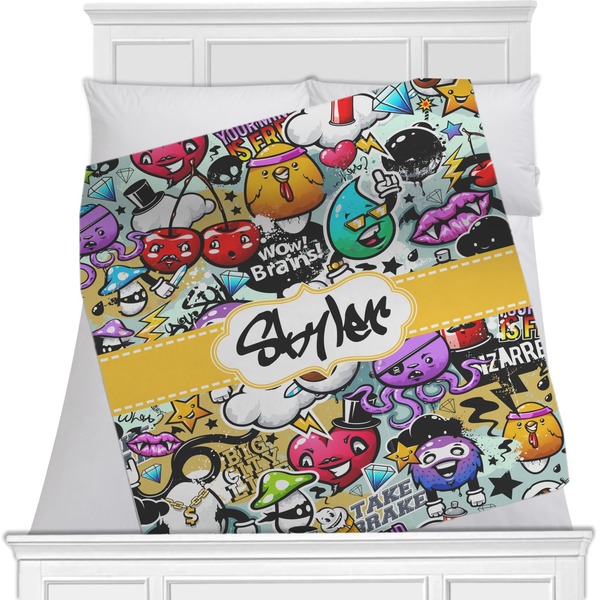Custom Graffiti Minky Blanket - Toddler / Throw - 60"x50" - Double Sided (Personalized)