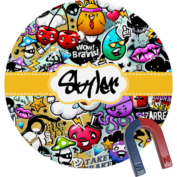 Custom Graffiti Round Fridge Magnet (Personalized)