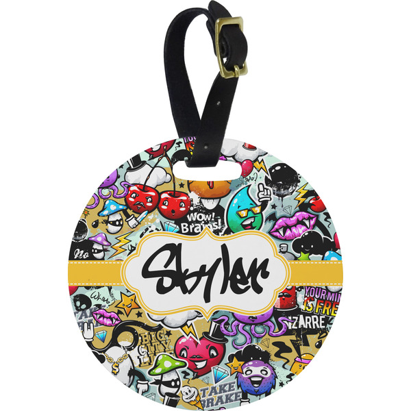 Custom Graffiti Plastic Luggage Tag - Round (Personalized)
