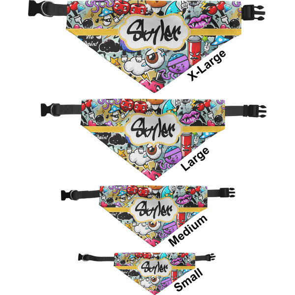 Graffiti Pet Bandana Sizes