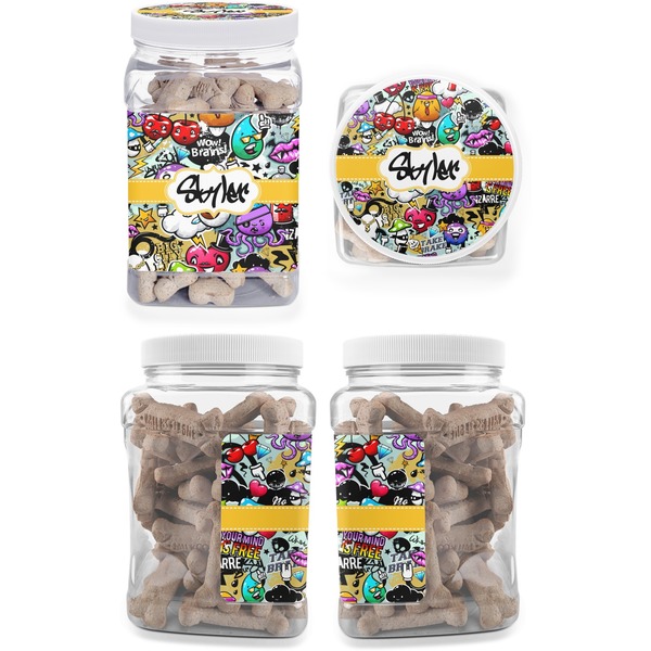Graffiti Pet Treat Jar - Multiple Angles