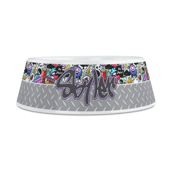 Graffiti Plastic Dog Bowls - Medium - FRONT