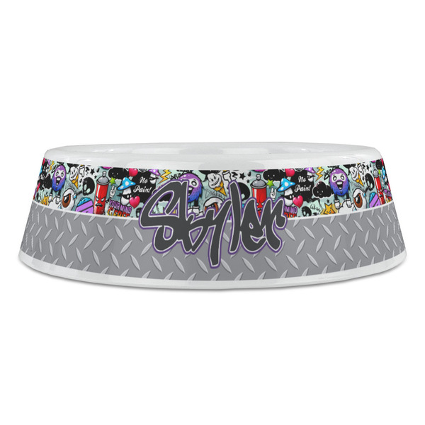 Graffiti Plastic Pet Bowls - Large - FRONT