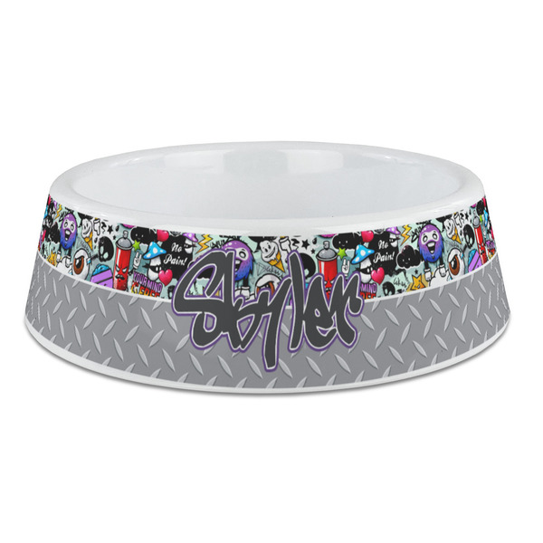 Custom Graffiti Plastic Dog Bowl - Large (Personalized)