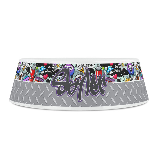 Graffiti Plastic Pet Bowls - Small - FRONT