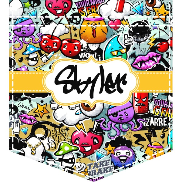 Custom Graffiti Iron On Faux Pocket (Personalized)