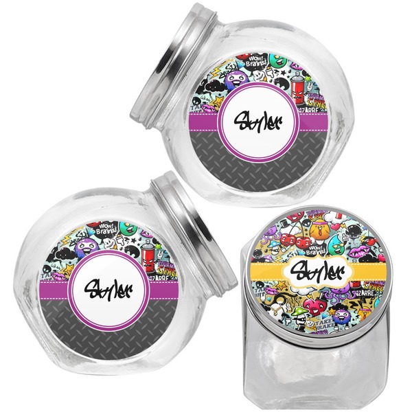 Graffiti Puppy Treat Jar - Top Left Right