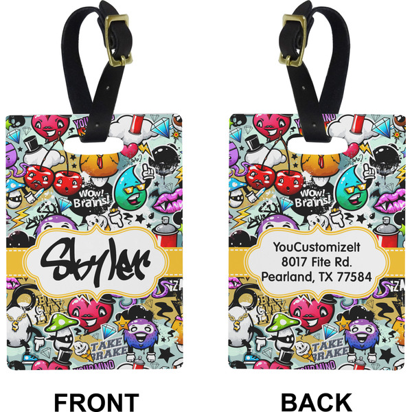 Graffiti Rectangle Luggage Tag (Front + Back)