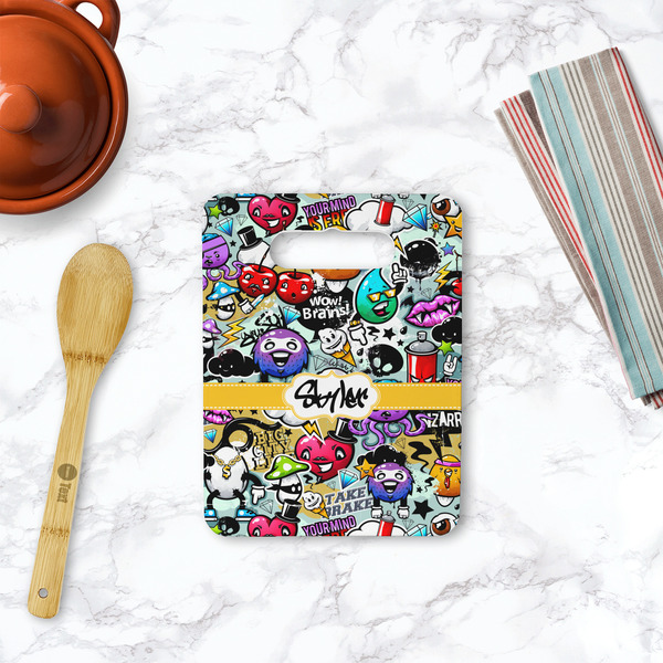 Graffiti Rectangle Trivet with Handle - LIFESTYLE