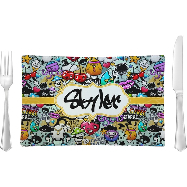 Custom Graffiti Glass Rectangular Lunch / Dinner Plate (Personalized)