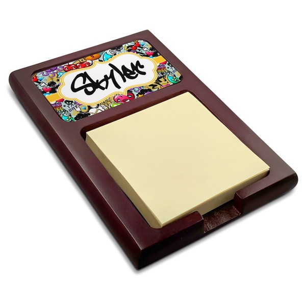 Custom Graffiti Red Mahogany Sticky Note Holder (Personalized)