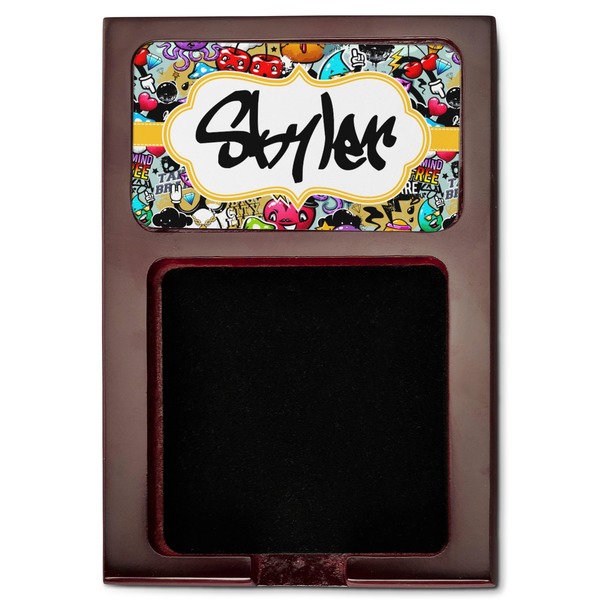 Graffiti Red Mahogany Sticky Note Holder - Flat