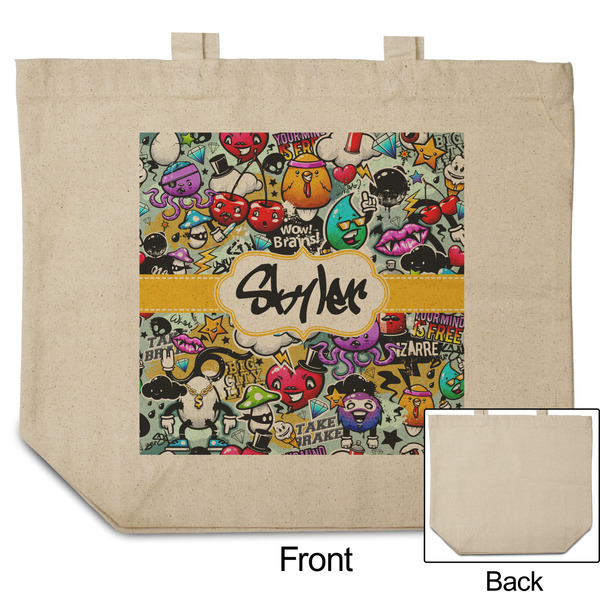 Graffiti Reusable Cotton Grocery Bag - Front & Back View