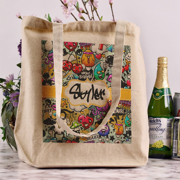 Graffiti Reusable Cotton Grocery Bag - In Context