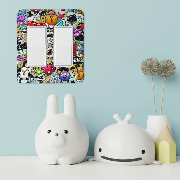 Graffiti Rocker Light Switch Covers - Double - IN CONTEXT