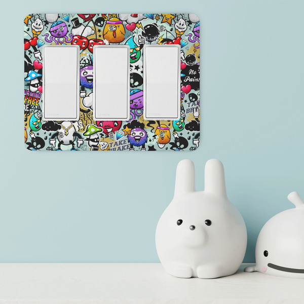 Graffiti Rocker Light Switch Covers - Triple - IN CONTEXT