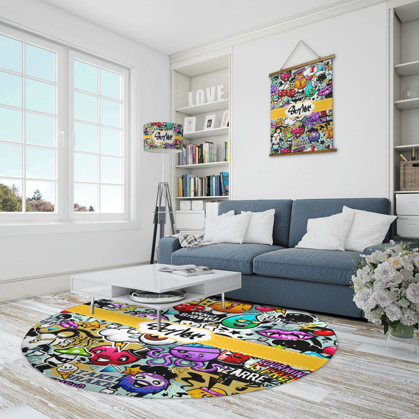 Graffiti Round Area Rug - IN CONTEXT
