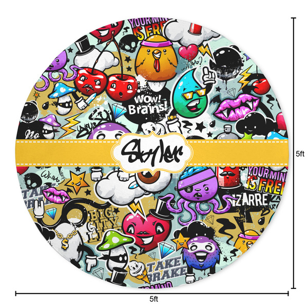 Graffiti Round Area Rug - Size