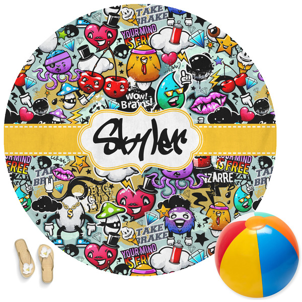 Custom Graffiti Round Beach Towel (Personalized)