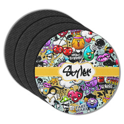 Graffiti Round Rubber Backed Coasters - Set of 4 (Personalized)