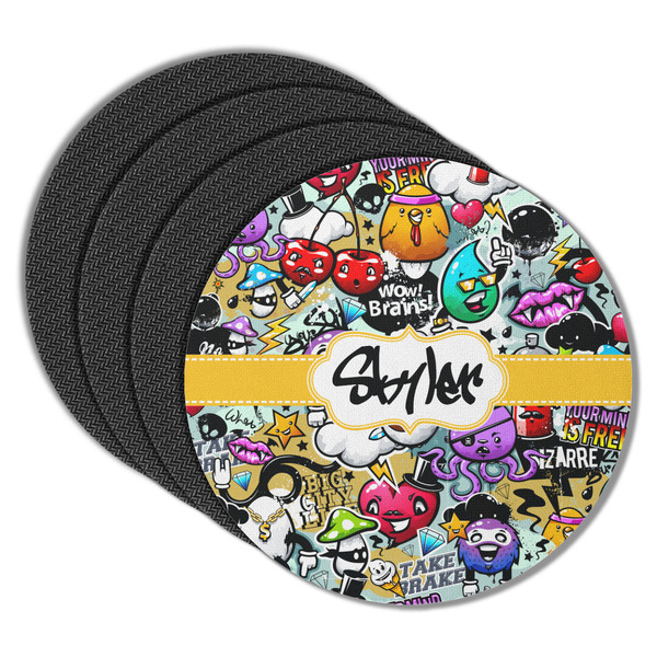Custom Graffiti Round Rubber Backed Coasters - Set of 4 (Personalized)