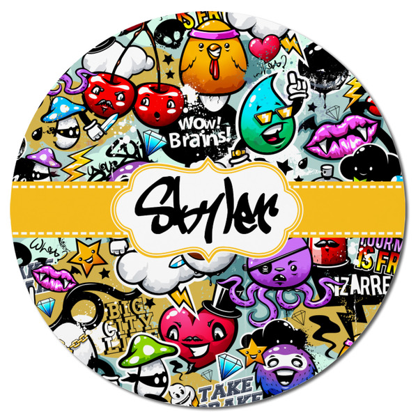 Graffiti Round Fridge Magnet - FRONT