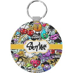 Graffiti Round Plastic Keychain (Personalized)