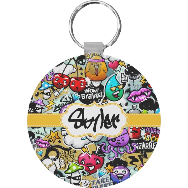 Custom Graffiti Round Plastic Keychain (Personalized)