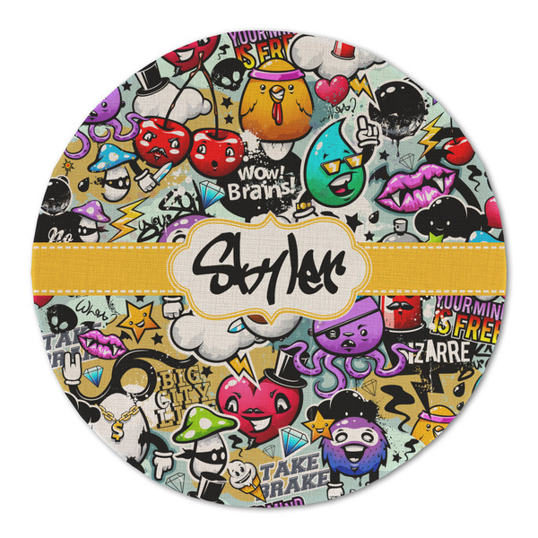 Custom Graffiti Round Linen Placemat (Personalized)