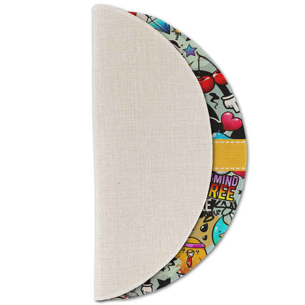 Graffiti Round Linen Placemats - HALF FOLDED (single sided)